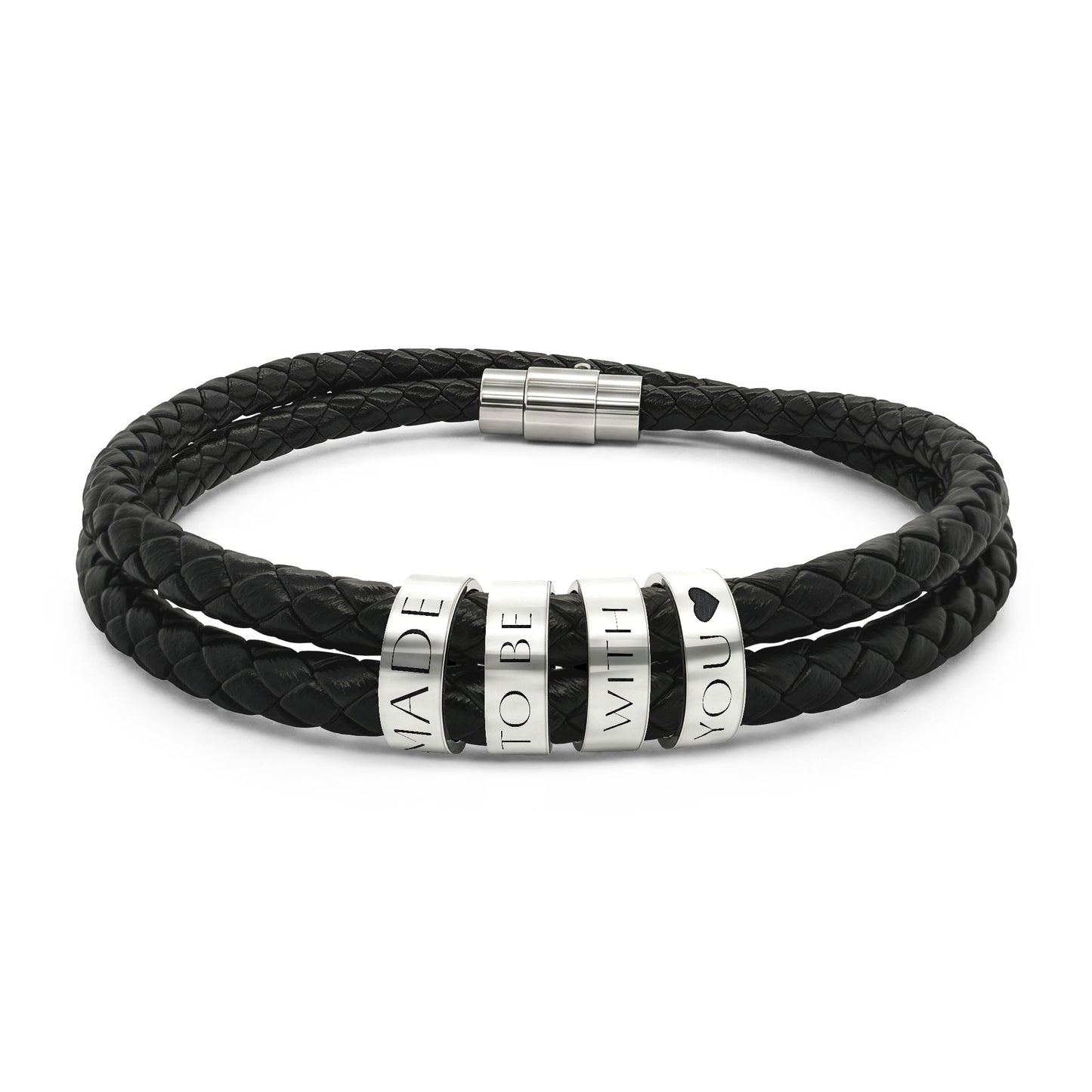 Leather Bracelet with Beads (Engraving)
