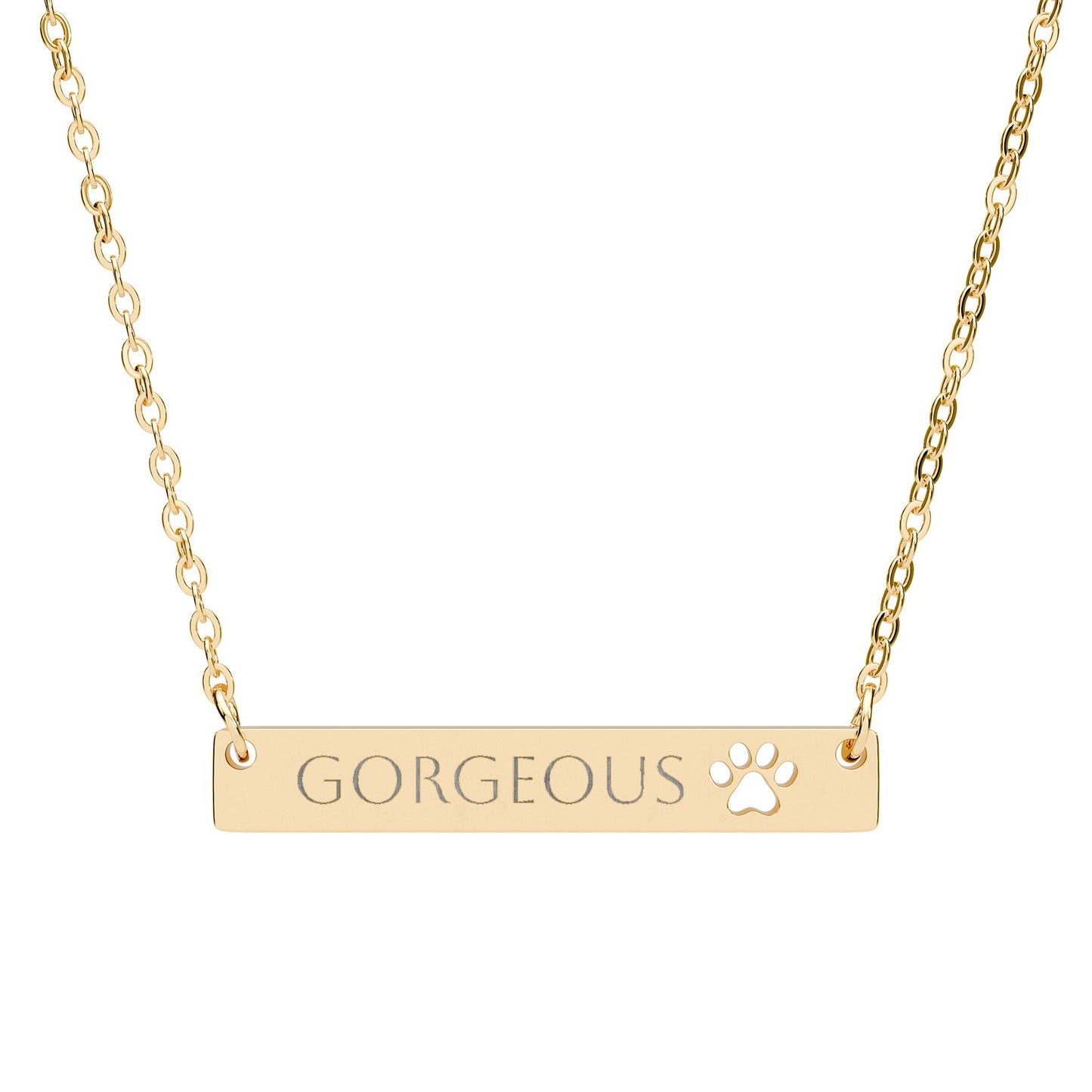 Cutout Paw Bar Necklace (Engraving)