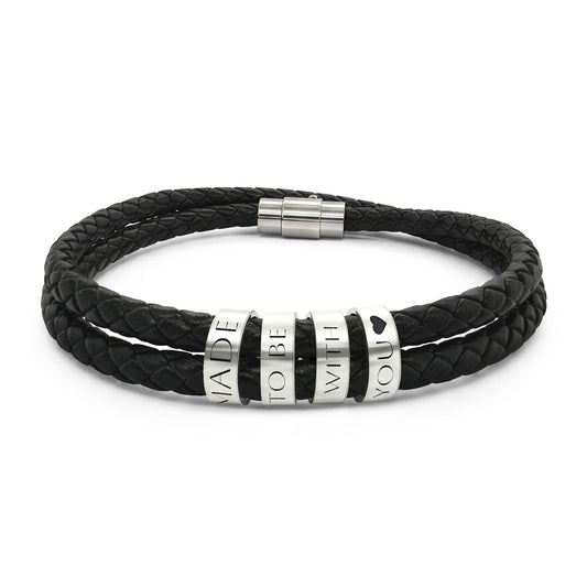 Leather Bracelet with Beads (Engraving)