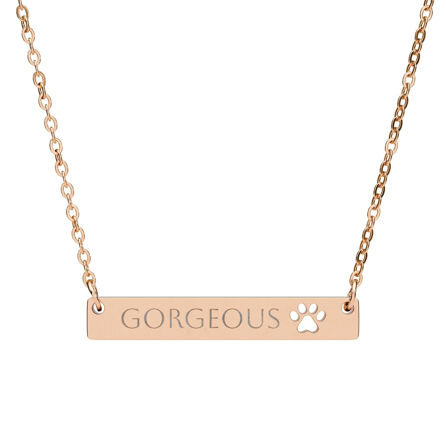 Cutout Paw Bar Necklace (Engraving)